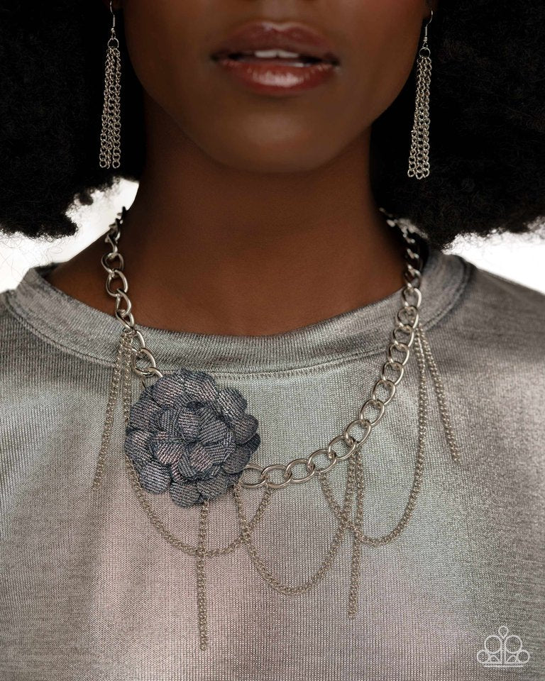 Deconstructed Denim - Blue - Paparazzi Necklace Image