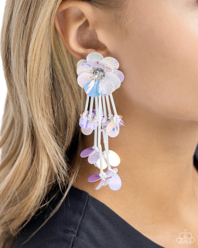 Floral Future - White - Paparazzi Earring Image