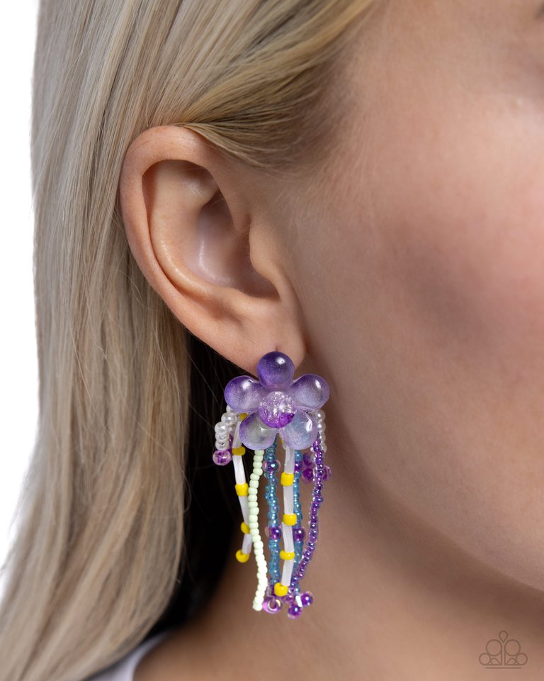 Japanese Blossoms - Purple - Paparazzi Earring Image