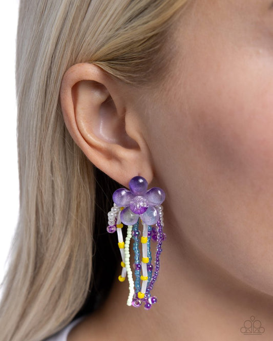 Japanese Blossoms - Purple - Paparazzi Earring Image