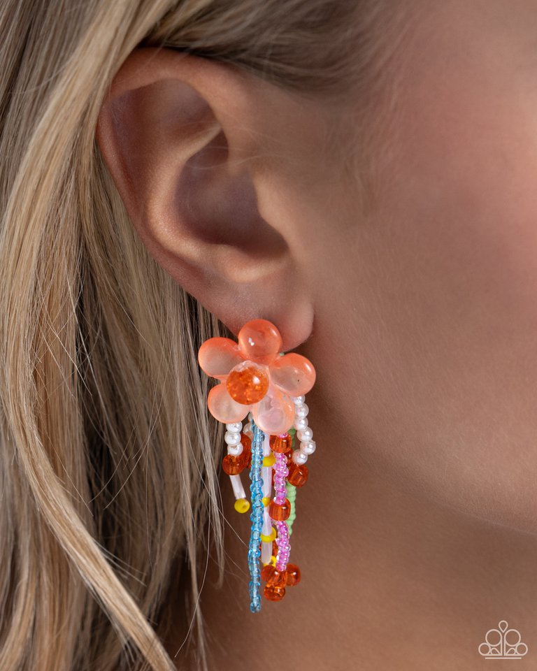 Japanese Blossoms - Orange - Paparazzi Earring Image