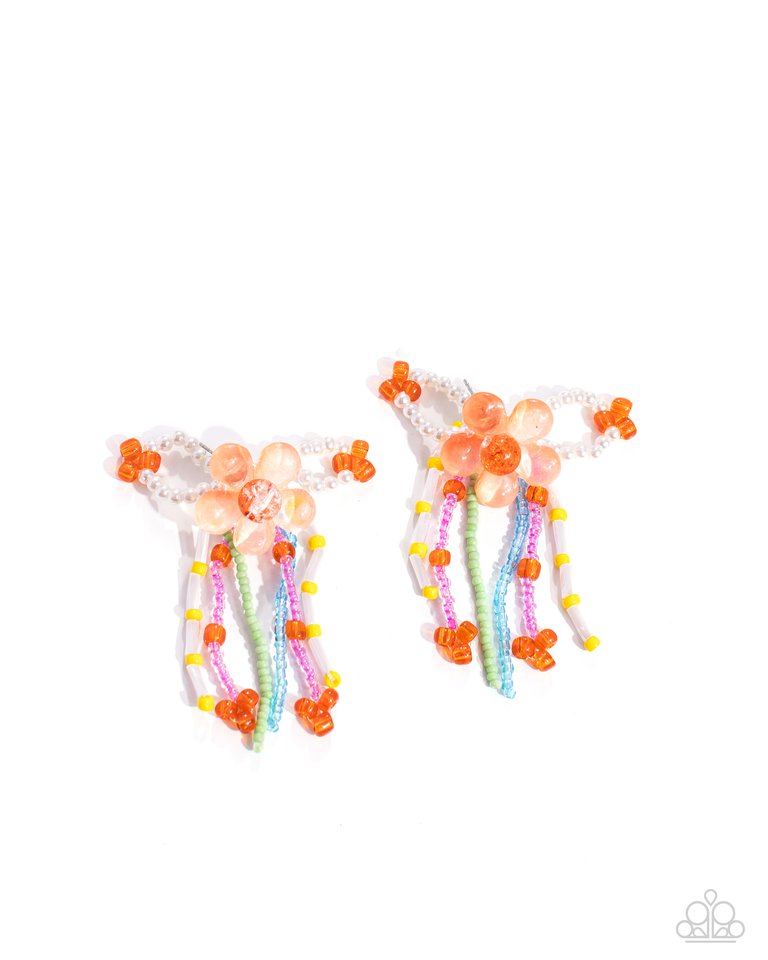 Japanese Blossoms - Orange - Paparazzi Earring Image