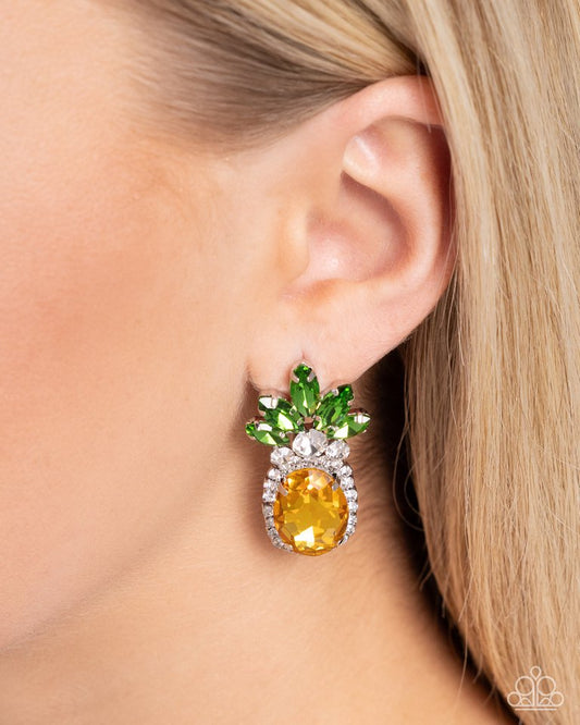 Prismatic Pineapple - Yellow - Paparazzi Earring Image