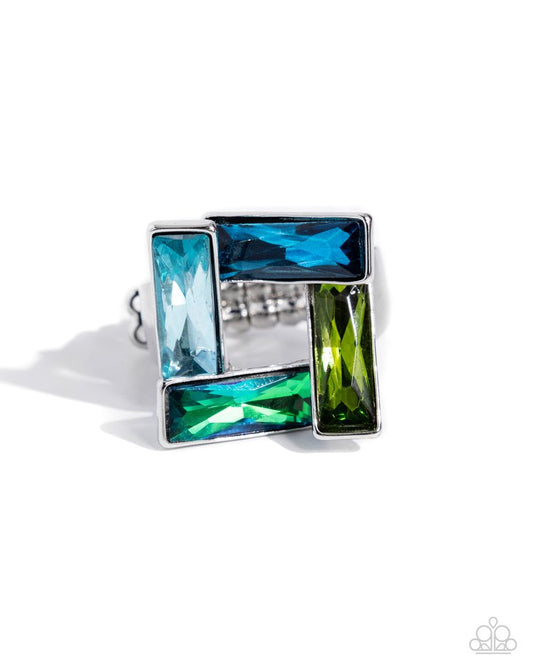 Sinuous Square - Blue - Paparazzi Ring Image