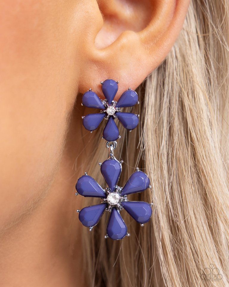 A Blast of Blossoms - Blue - Paparazzi Earring Image