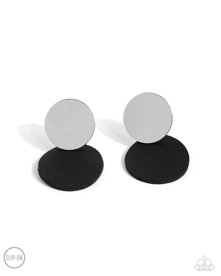 Leather Leader - Black - Paparazzi Earring Image