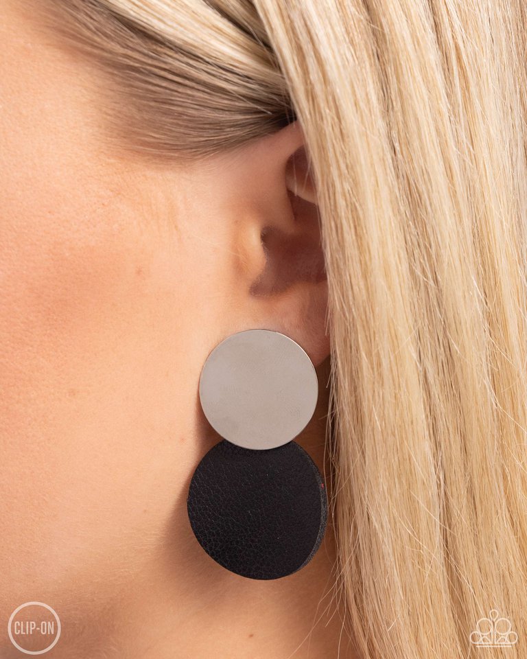 Leather Leader - Black - Paparazzi Earring Image