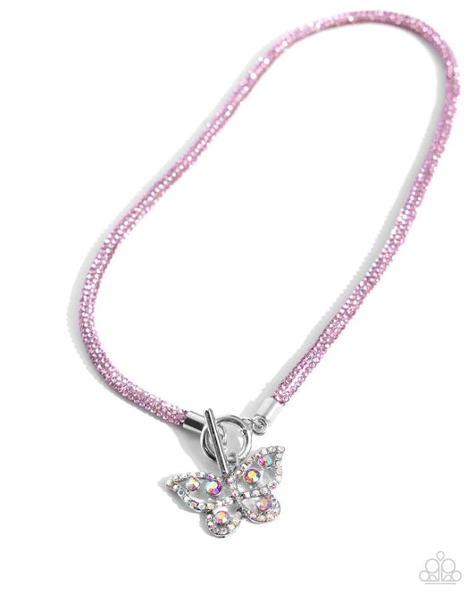 On SHIMMERING Wings - Pink - Paparazzi Necklace Image