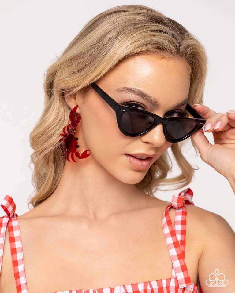 Crab Couture - Red - Paparazzi Earring Image