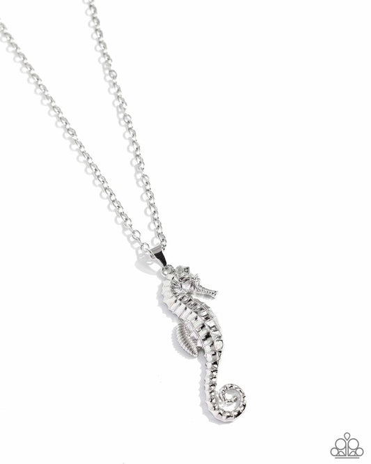 Sparkling Seahorse - Silver - Paparazzi Necklace Image