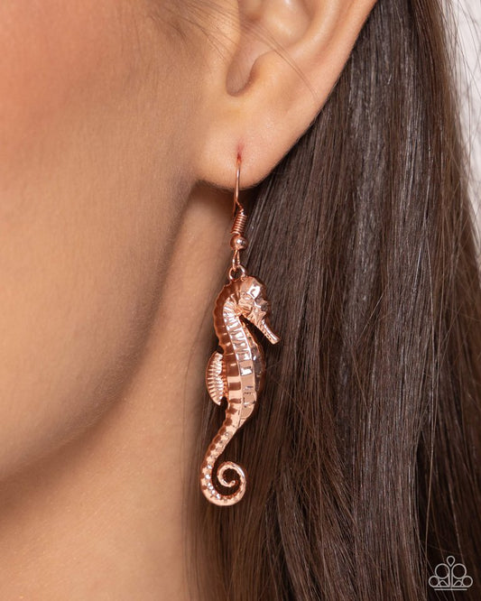 Seahorse Sheen - Copper - Paparazzi Earring Image