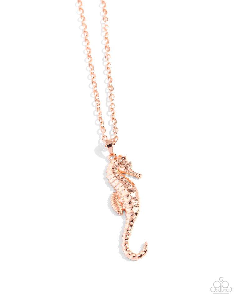 Sparkling Seahorse - Copper - Paparazzi Necklace Image