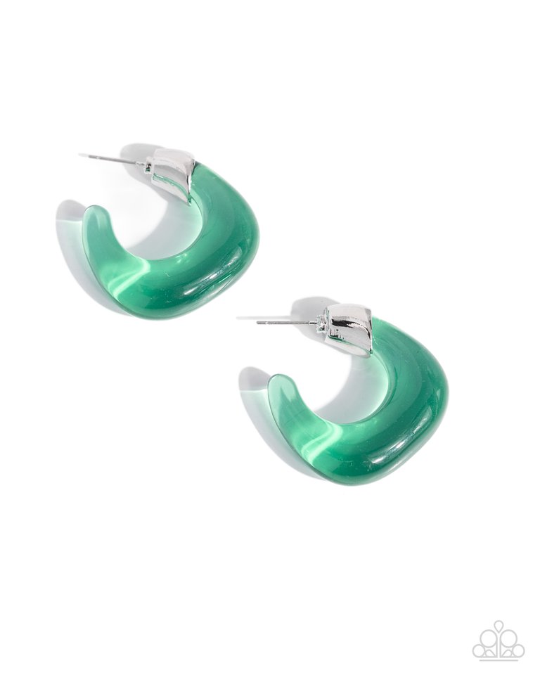 Clear Charm - Green - Paparazzi Earring Image