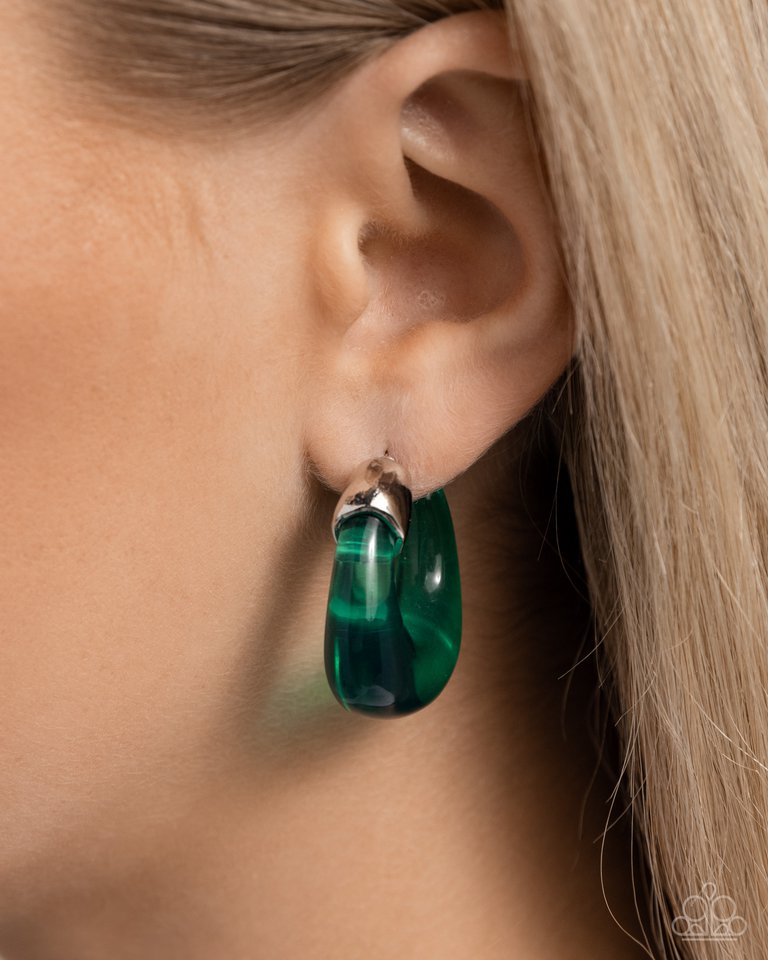 Clear Charm - Green - Paparazzi Earring Image