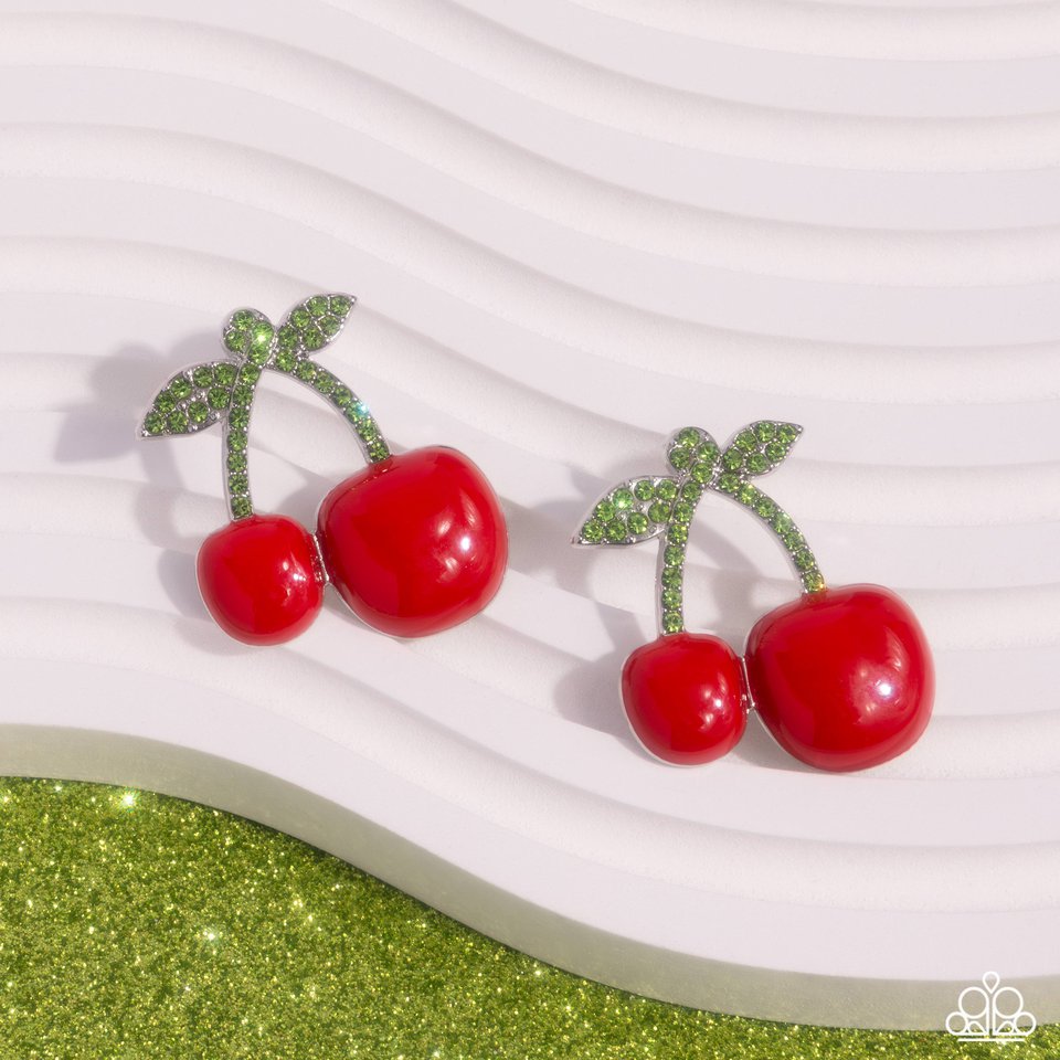 Charming Cherries - Red - Paparazzi Earring Image