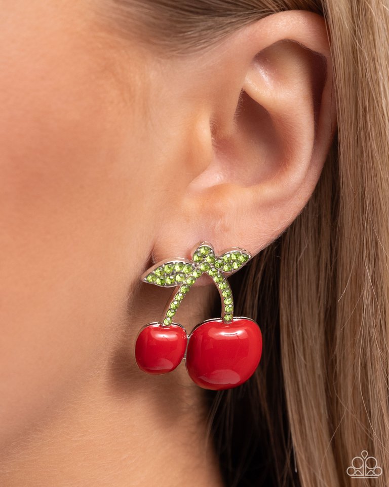 Charming Cherries - Red - Paparazzi Earring Image