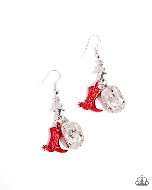 Rodeo Royalty - Red - Paparazzi Earring Image
