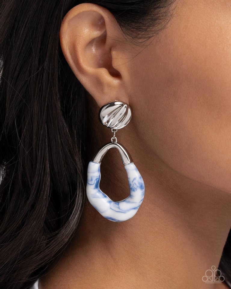 High-Sheen Swirls - Blue - Paparazzi Earring Image