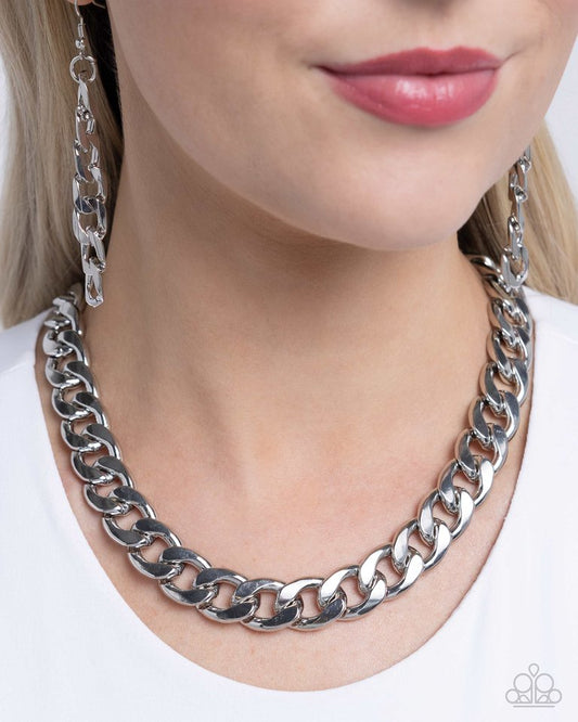 Action CURB - Silver - Paparazzi Necklace Image