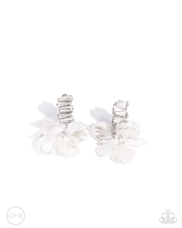 Stacked Sprigs - White - Paparazzi Earring Image