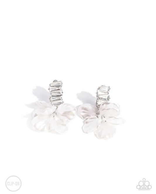 Stacked Sprigs - White - Paparazzi Earring Image