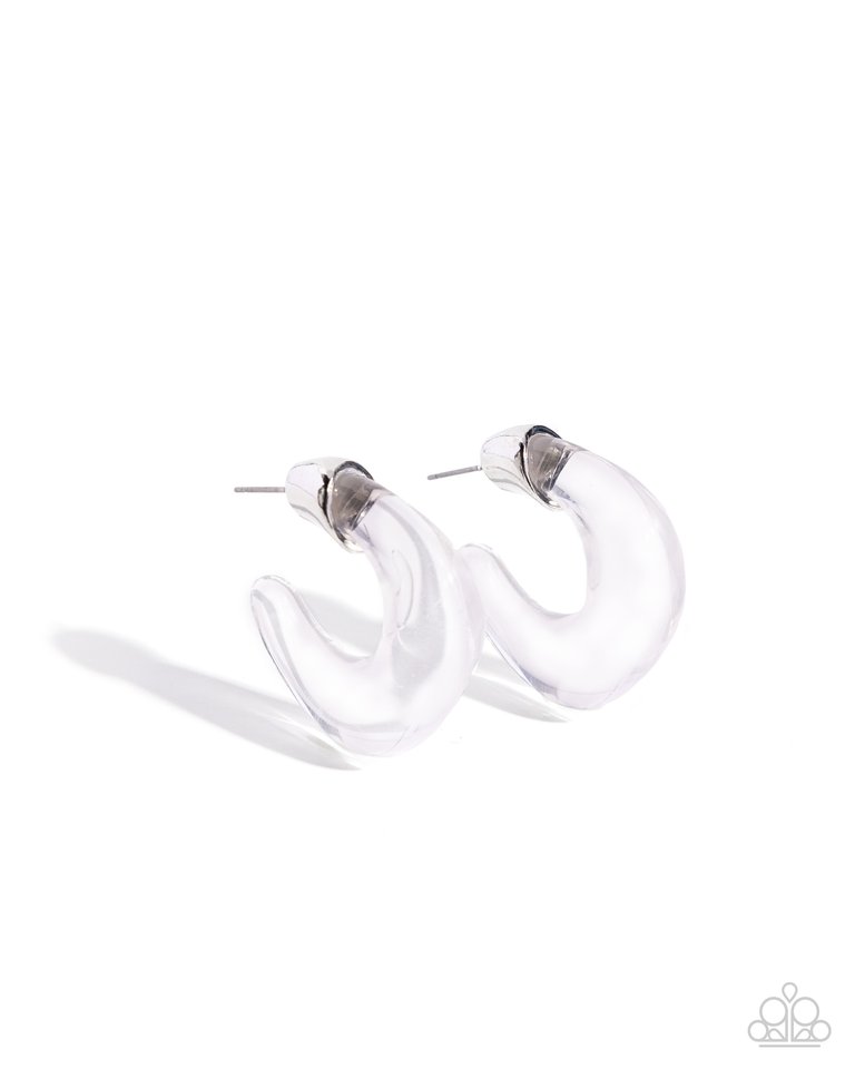 Clear Charm - White - Paparazzi Earring Image