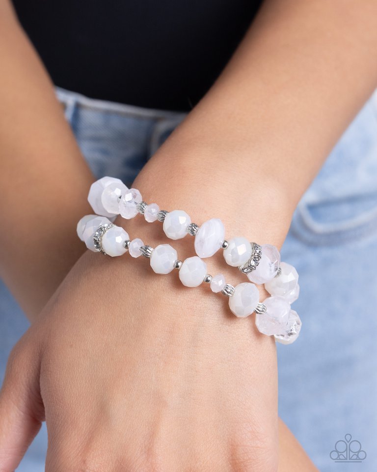 Faceted Fairy Tale - White - Paparazzi Bracelet Image