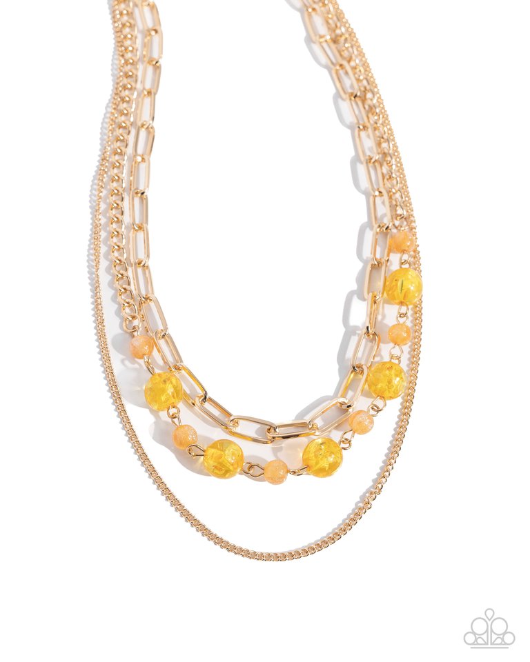 Beaded Behavior - Yellow - Paparazzi Necklace Image