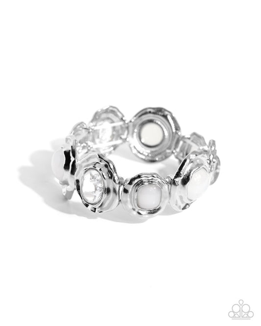 Hammered High - White - Paparazzi Bracelet Image