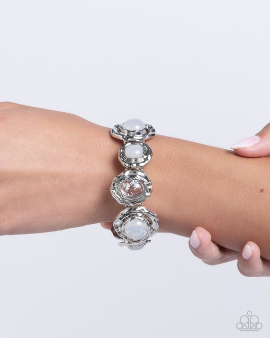 Hammered High - White - Paparazzi Bracelet Image