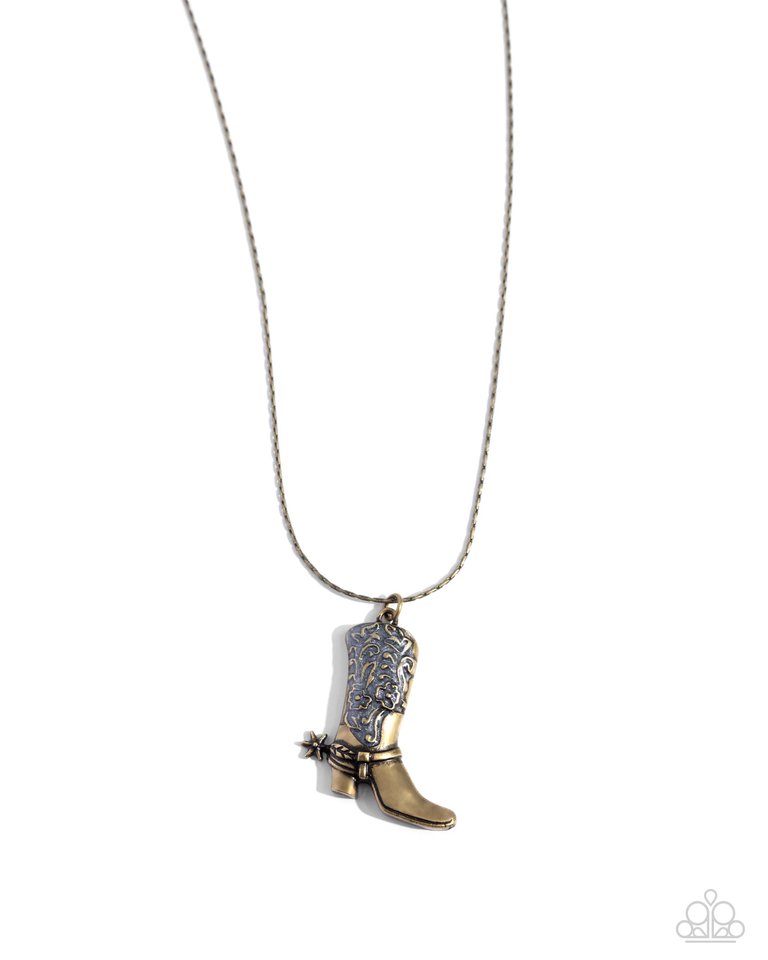 Cowboy Confidence - Brass - Paparazzi Necklace Image