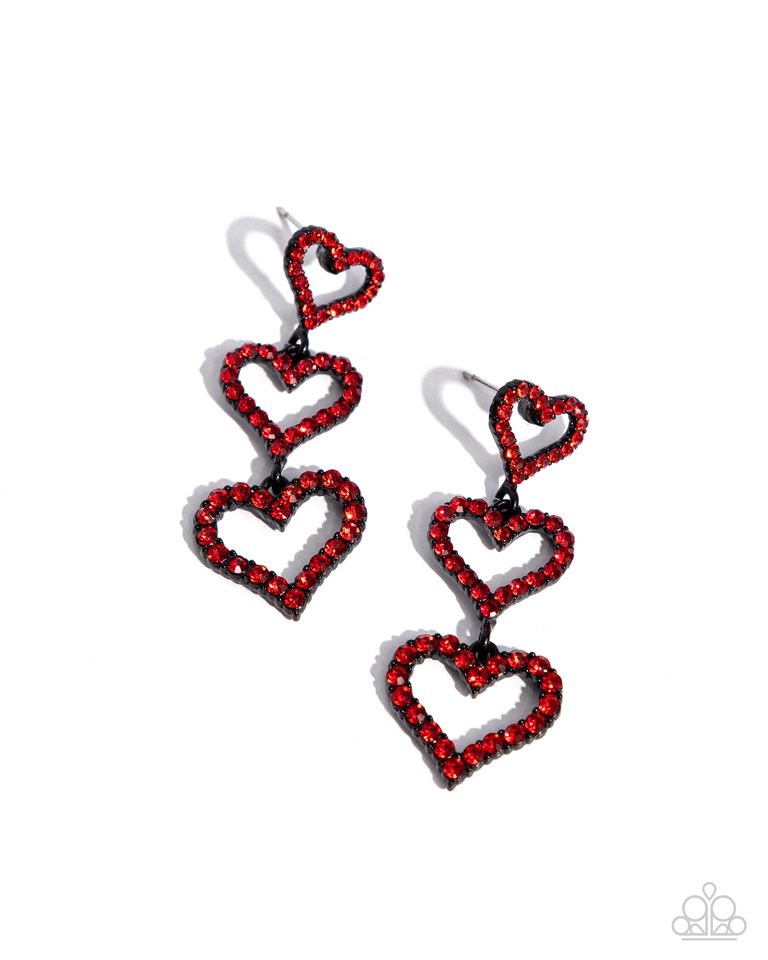 Sweetheart Succession - Red - Paparazzi Earring Image