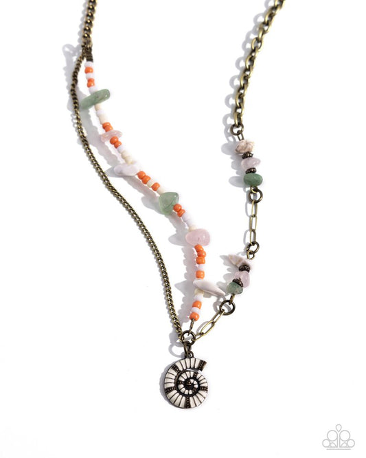 Spiraling Seafloor - Brass - Paparazzi Necklace Image