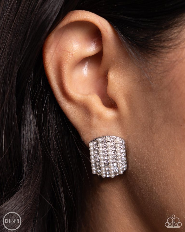 Glittering Generosity - White - Paparazzi Earring Image