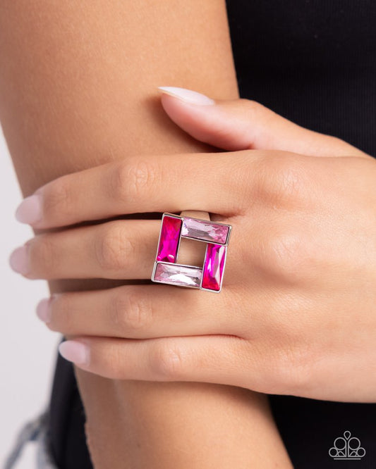 Sinuous Square - Pink - Paparazzi Ring Image