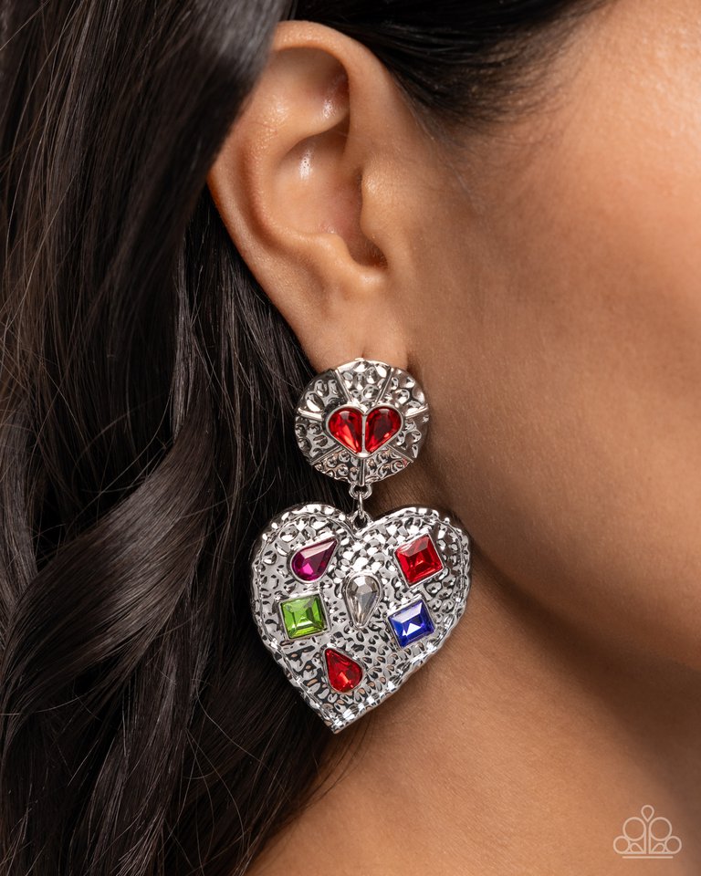 Antiqued Allure - Red - Paparazzi Earring Image