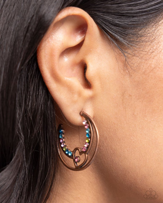 Sympathetic Sweetheart - Copper - Paparazzi Earring Image