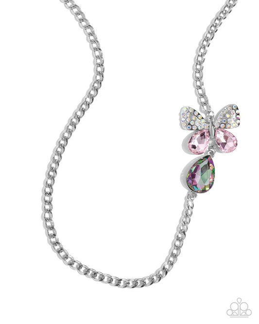 Fluttering Finesse - Pink - Paparazzi Necklace Image