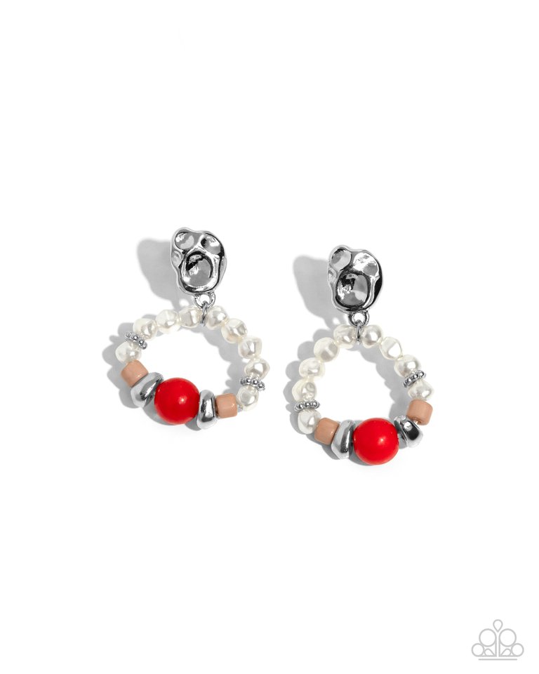 Swirl Selfie - Red - Paparazzi Earring Image