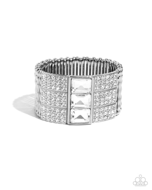 Dramatic Diva - White - Paparazzi Bracelet Image