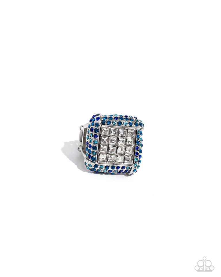 Medium SQUARE - Blue - Paparazzi Ring Image