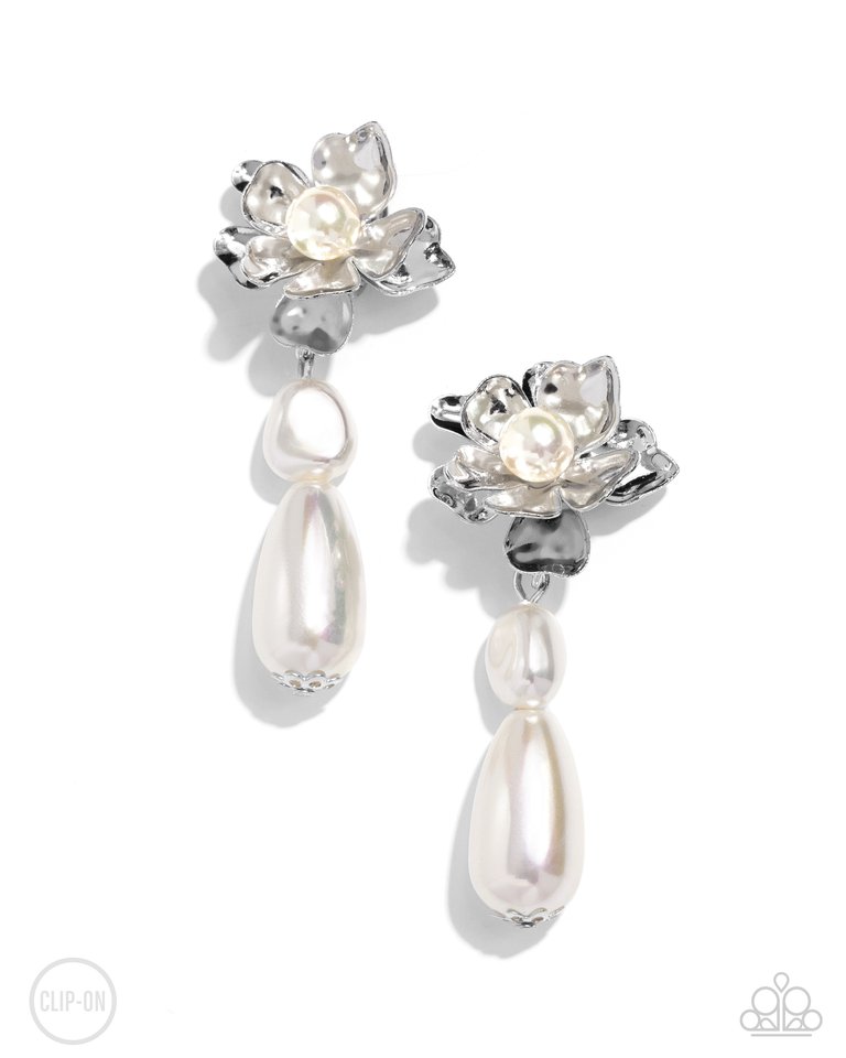 Esteemed Elite - White - Paparazzi Earring Image