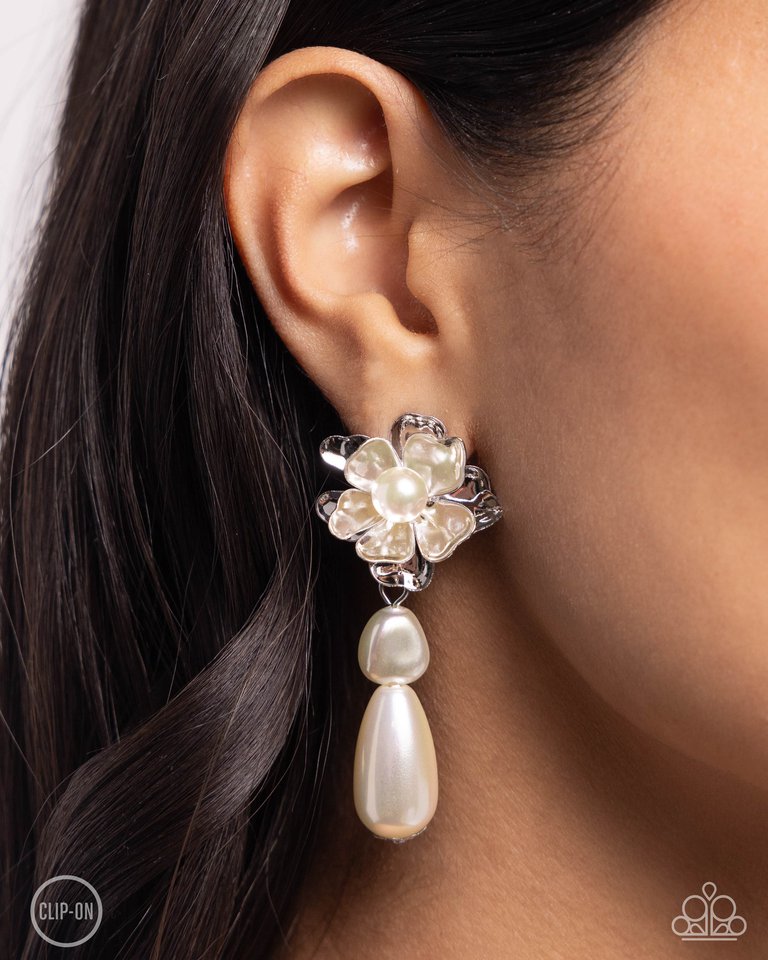 Esteemed Elite - White - Paparazzi Earring Image