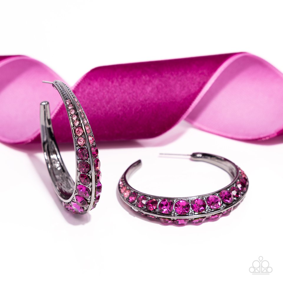 Embedded Edge - Pink - Paparazzi Earring Image