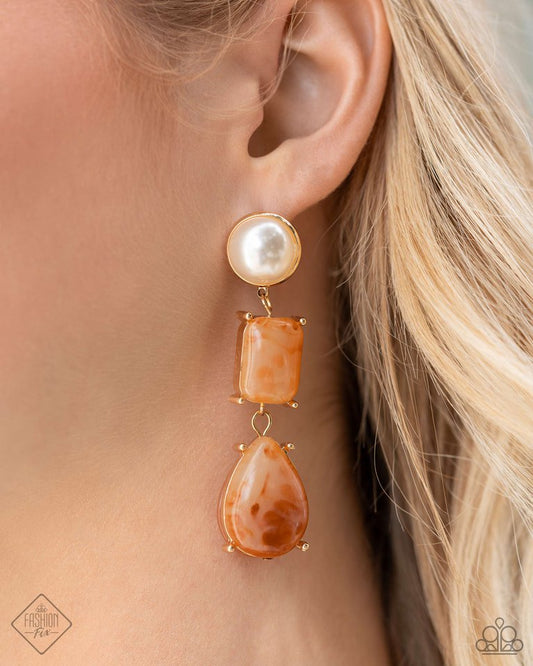 Marbled Masterpiece - Orange - Paparazzi Earring Image