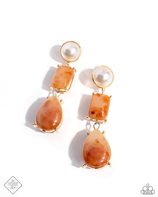 Marbled Masterpiece - Orange - Paparazzi Earring Image