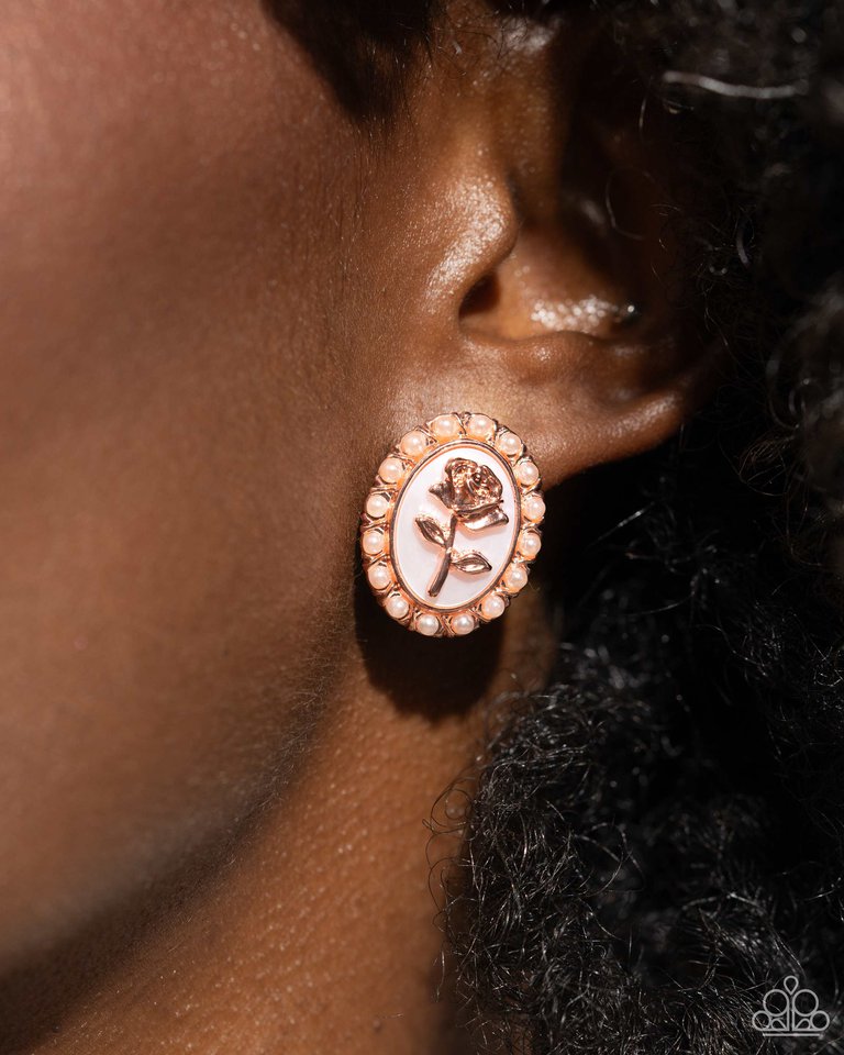 Rosy Relic - Copper - Paparazzi Earring Image