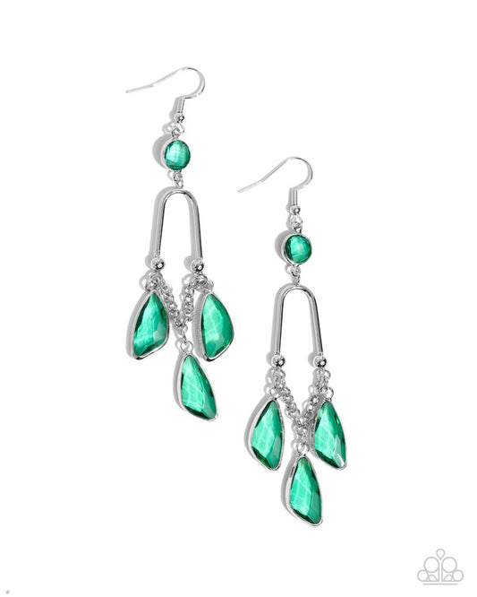 Winged Wardrobe - Green - Paparazzi Earring Image