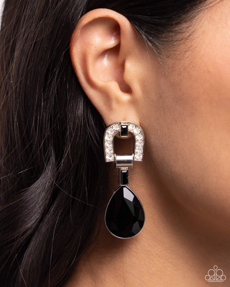 In ARCHING Order - Black - Paparazzi Earring Image