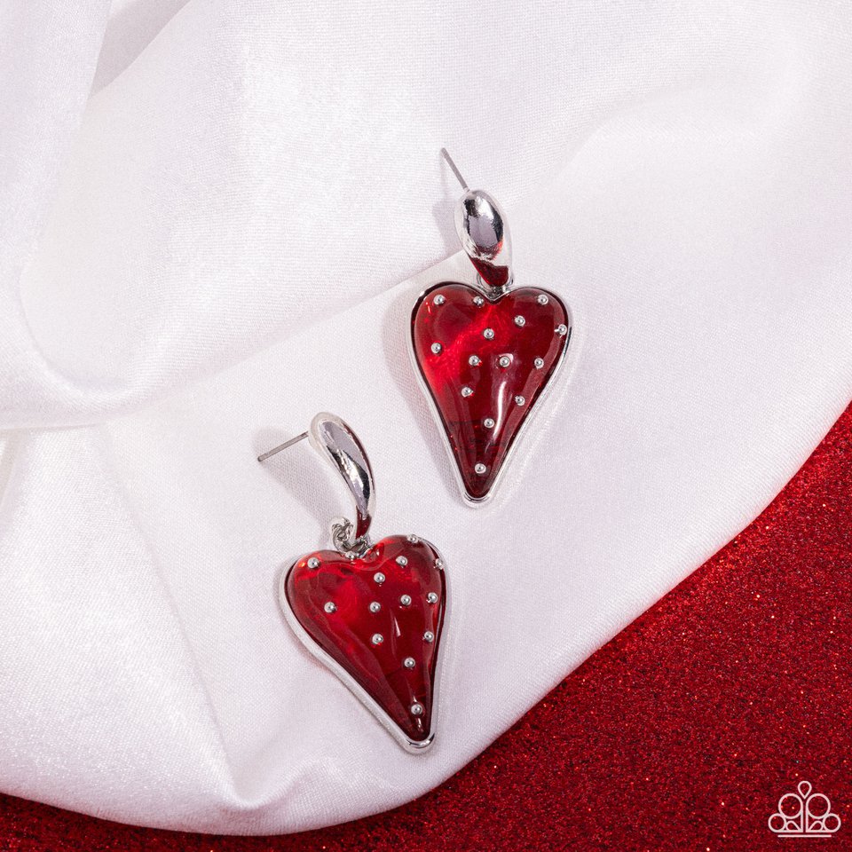 Glossy Goodwill - Red - Paparazzi Earring Image